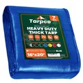 Tarpco Safety 20 ft L x 0.5 mm H x 16 ft W Heavy Duty 7 Mil Tarp, Blue, Polyethylene TS-205-16X20